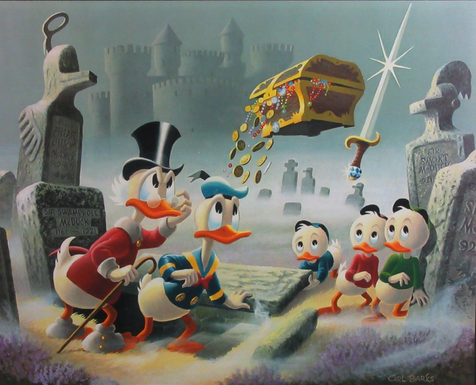 Donald Duck and Uncle Scrooge Dubious Doings At Dismal Downs Carl Barks Signed Gold Plate Edition